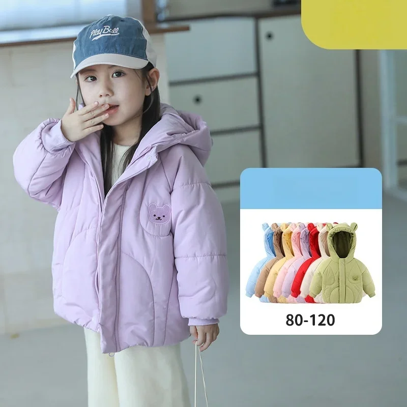 

Winter Warm Cute Bear Ear Hooded Toddler Jacket Thickened Fleece Padded Coat for 1 - 5Y Kids Clothings