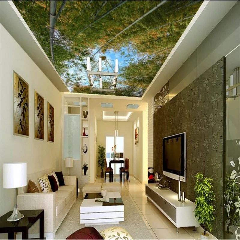 

Customize Ceiling Murals Wallpaper 3D Stereoscopic Ceiling Photo Wallpaper Angel Flowers Wallpaper Living Room Decor