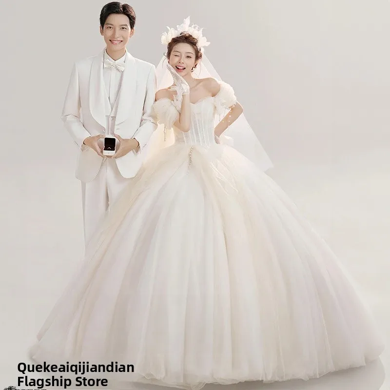 

Элегантное свадебное платье с завышенной талией в стиле принцессы, простое и шикарное, новинка, для молодых невест в возрасте около 20 лет