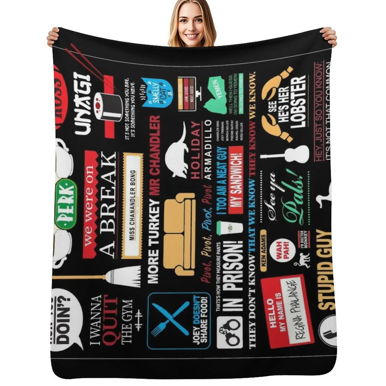 Friends quotes Throw Blanket Year Round Soft Comfortable Blanket for Home