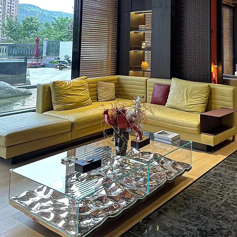 طاولة جانبية زجاجية شفافة، طاولة قهوة حديثة في غرفة المعيشة #3
