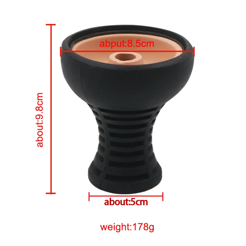 SY 1PC Single Hole Black Silicone & Ceramic Red Mud Shisha Bowl Shisha Tobacco Bowl Chicha Hookah Smoking Accessories Vattenpipa