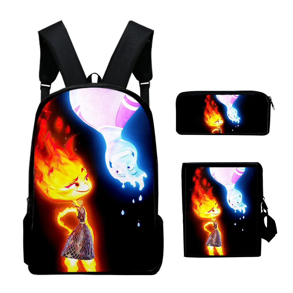 

3D Elemental Schoolbag Backpack Children Primary Middle School Students Backpacks Shoulder Bags Pen Case Laptop Bag 3pcs/set