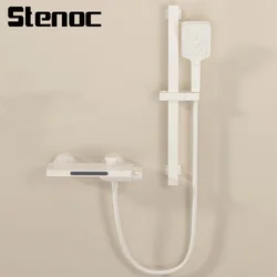 New Simple Design Three-Gear Waterfall White Bathroom Shower System Set Brass Grey Hot And Cold Bathtub Shower Set Wall Mounted