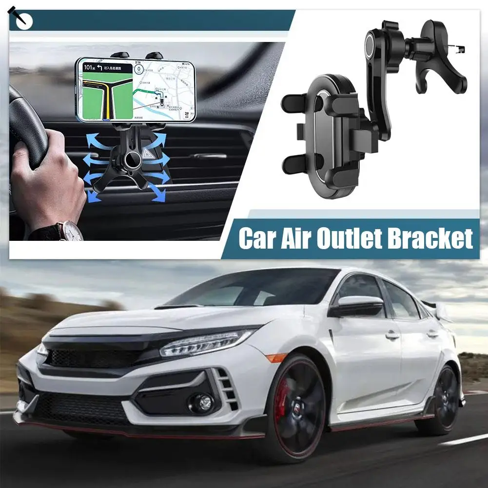 Car Air Outlet Vent Phone Holder Gravity Sensing Smartphone Degree Vent Bracket Mount Car Phone Rotation 360 Hook Stand L4H1