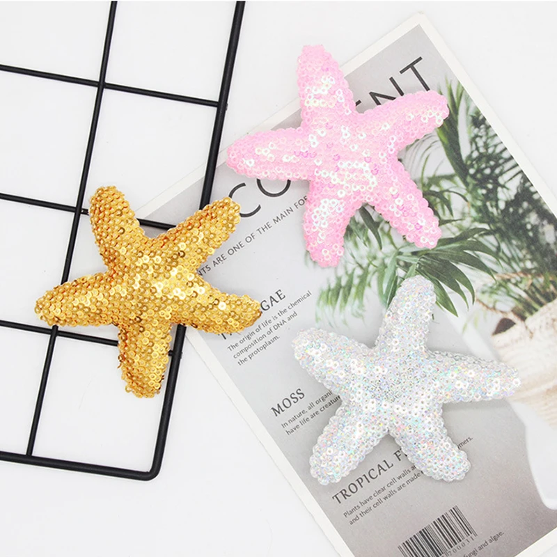 Starfish Hair Clips Pink Sequins Hair Pins Sea Star Alligator Hair Clips Barrettes Glitter Sea Shell Beach Hair Accessories