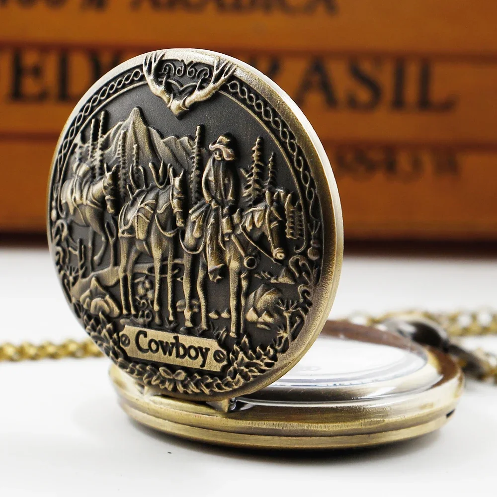 خمر العتيقة ريترو كاوبوي الشرير كوارتز ساعة الجيب الرجال ريترو جيب فوب ساعة سلسلة ساعة عيد ميلاد هدية الكريسماس #2