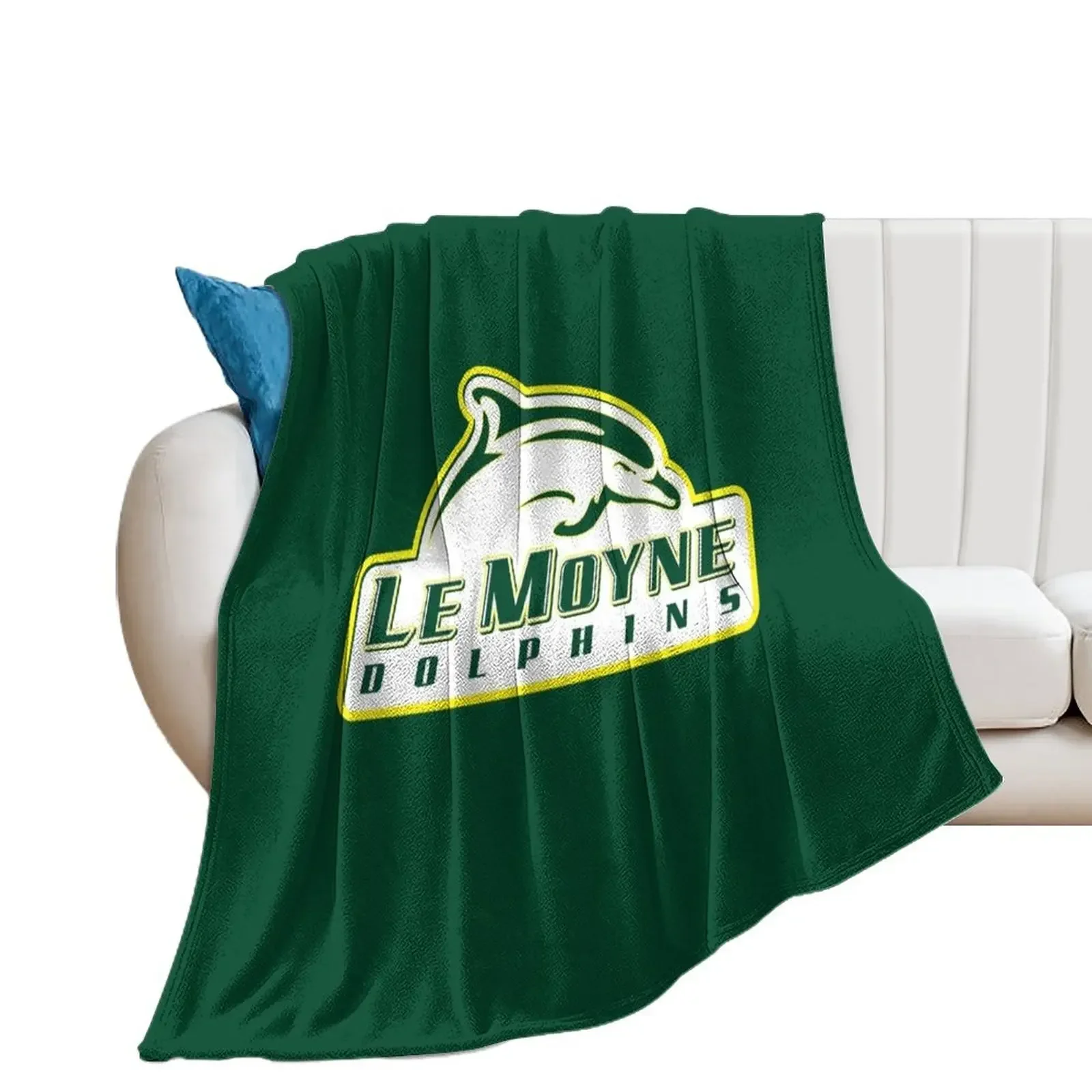 Le Moyne Dolphins Throw Blanket Soft Plaid Hairy Luxury Brand Flannel Fabric Blankets