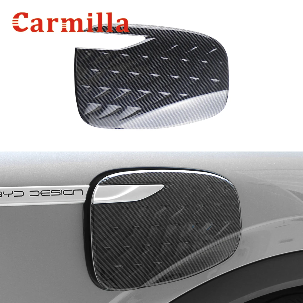 ABS Carbon Fiber Car Charging Imitatio Cover Sticker for BYD Atto3 Atto 3 2022 2023 Accessories