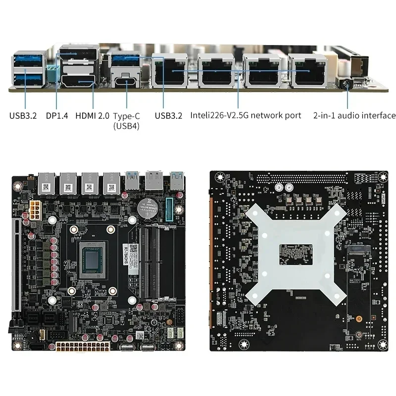 Placa base NAS 4xi226-V 2,5G de 9 bahías AMD Ryzen 7 8845HS USB 9xSATA3.0 2xM.2 NVMe PCIE X16 2xDDR5 Mini ITX Firewall VPN placa base