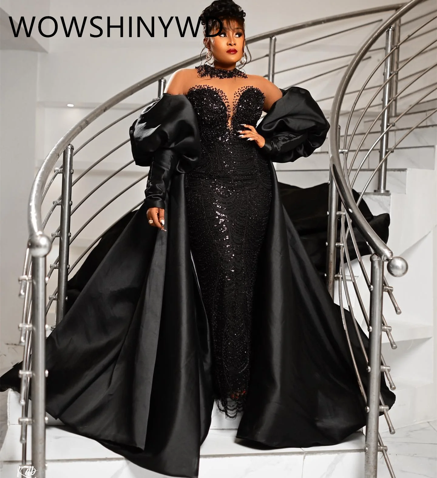 2024 Aso Ebi Black Mermaid Prom Dresses Beaded Satin Evening Formal Party Second Engagement Birthday Gowns Dresses ZJ1570