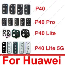 Back Rear Camera Glass Lens For Huawei P40 P40Pro Plus P40 Lite 5G Camera Holder With Glass Lens Cover Frame Replacement