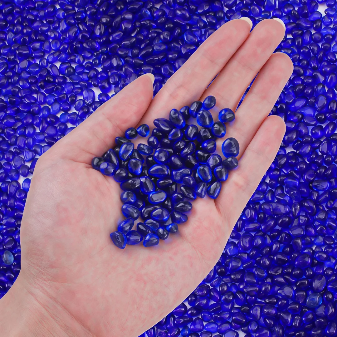 Deep Blue glass Crushed Stone, Deep Blue Crystal Chips for Mandala Offering, Fish Tank Aquarium Decor, Vase Filler