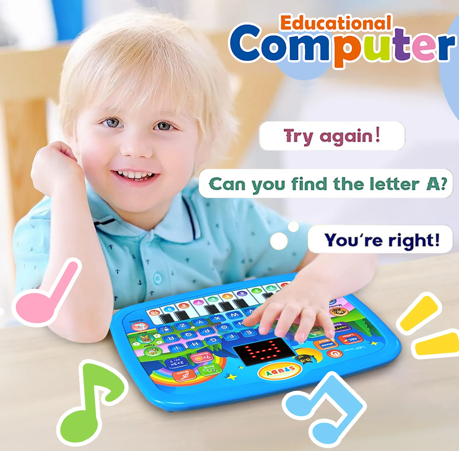 آلة تعلم تعليمية تعليمية متعددة الوظائف للأطفال، حروف، أرقام، دراسة موسيقية، ألعاب وهدايا ممتازة (بدون بطاريات) #5