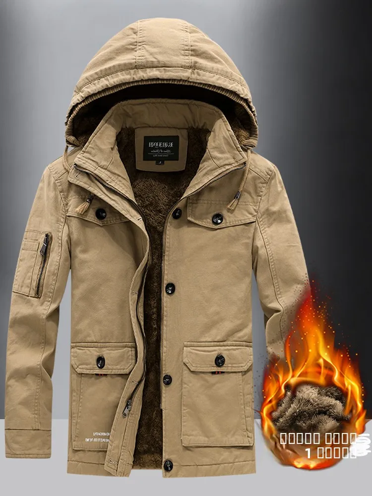 

Мужская хлопковая куртка-полупальто M Commander с флисовой подкладкой, теплая, средней длины, хлопковая одежда, морозостойкая, с капюшоном, рабочая одежда для папы