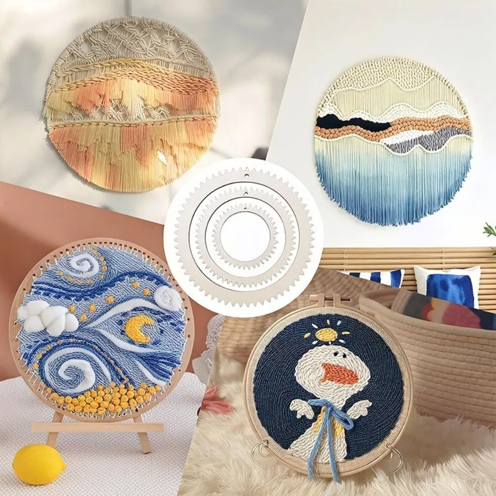 

Versatile Wooden Weaving Loom Kit Traditional Weaving Comb Circular Gear Weaving Art Crafts Modular Design Mini Loom Set