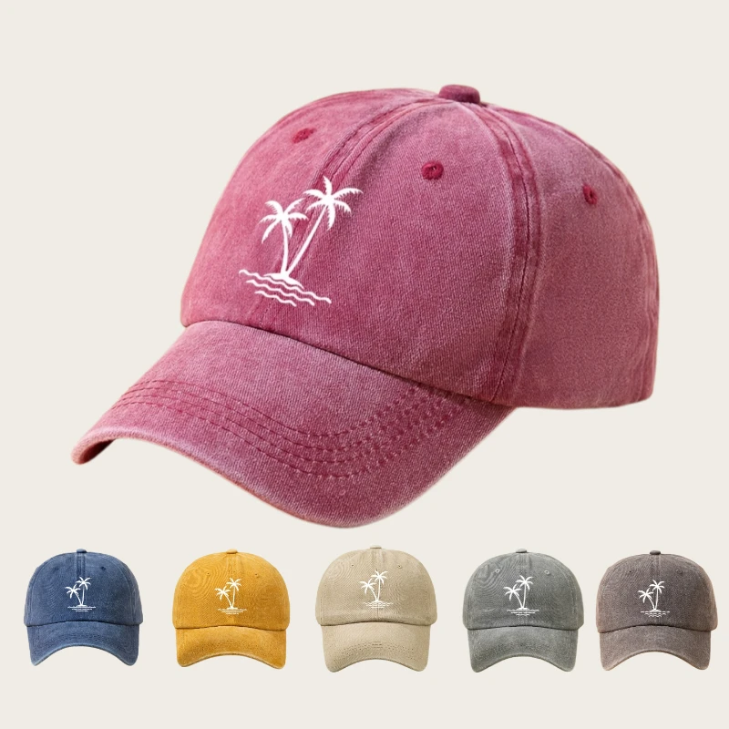 1 Stück Retro Baseballkappe mit Kokosnuss-Print für Damen, einfarbige Entenschnabelmütze, verstellbare Outdoor-Fahrermütze für den Alltag