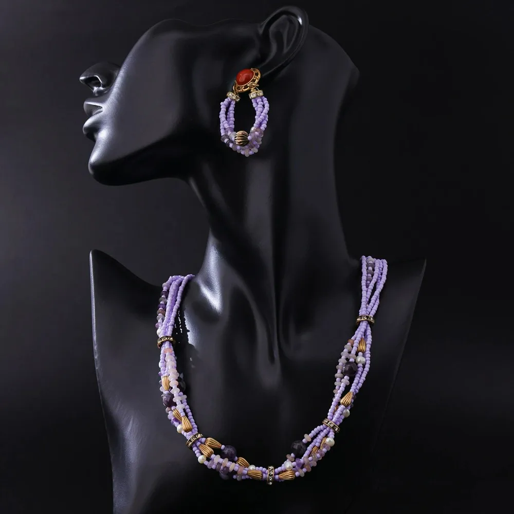 

Statement Heavy Industry Wire Wrapped Vintage Natural Stone Agate Glass Tassel Pendant Necklace Freshwater Pearl Tassel Earrings