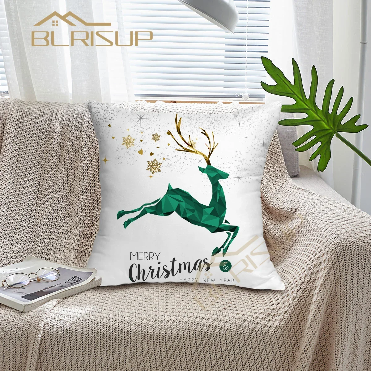 Christmas Cushion Cover Merry Christmas Elk Decor for Home 2023 Navidad Pillowcase Cristmas Ornaments Gifts New Year Decor 2024