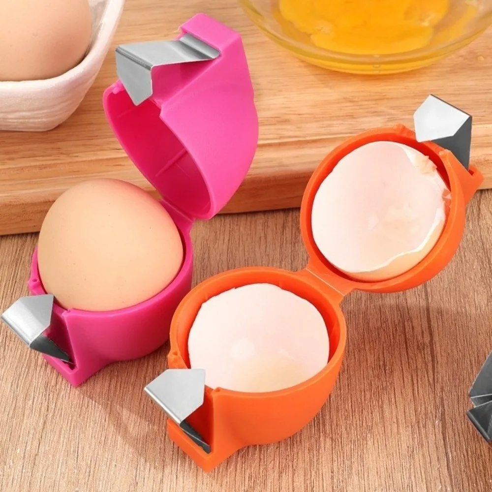 New Handheld Raw Egg Shell Opener PP Creative Egg Opener Tool Stainless Steel Egg Separator Tool for Cooking Camping