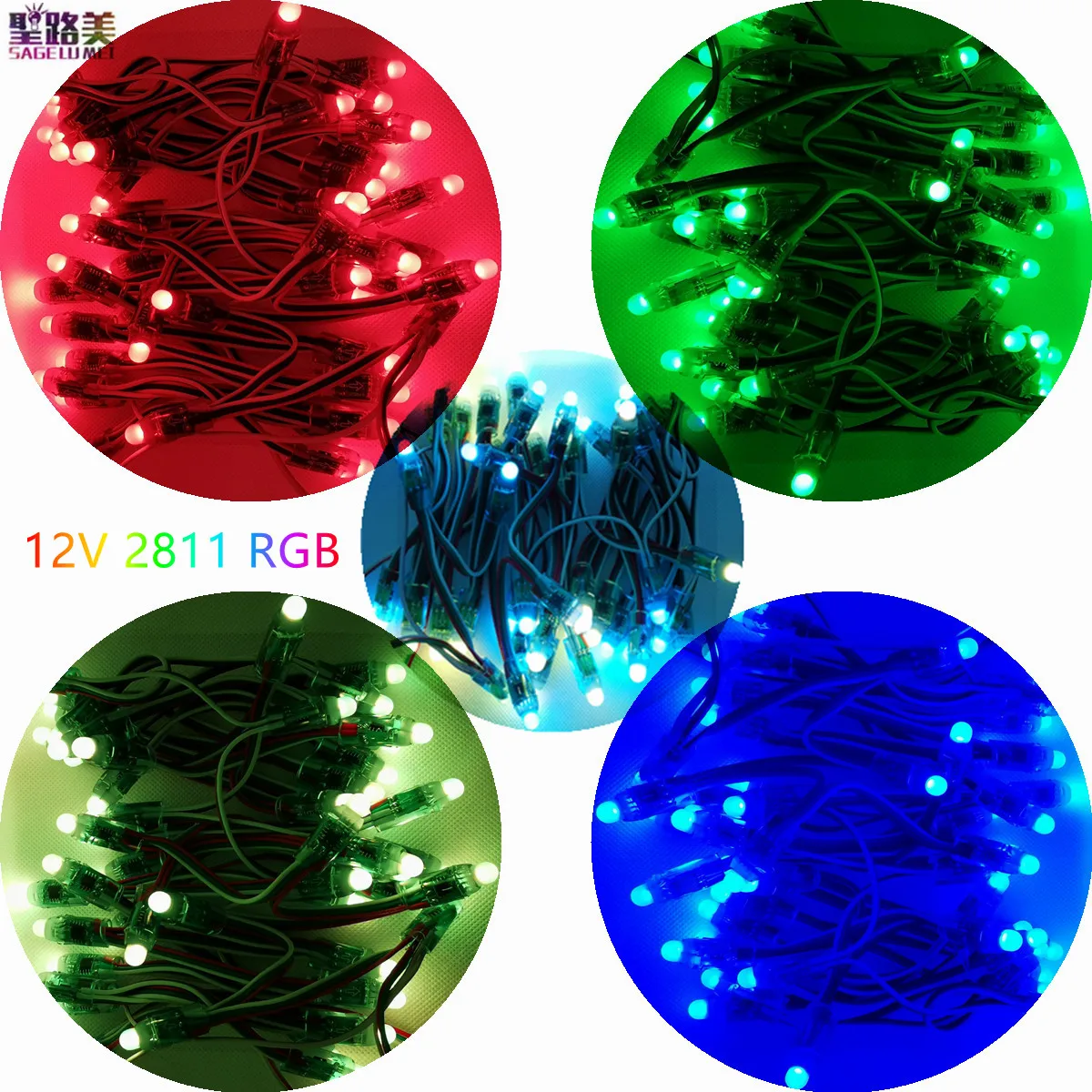 50pcs/lot 12mm DC5V 12V addressable Led module  WS2811 IC Digital Waterproof  Christmas String Pixel Light For letter display