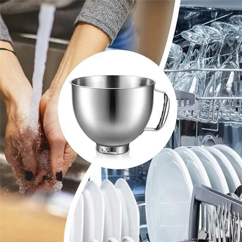 

A26P Чаша из нержавеющей стали для взбивания яиц для KitchenAid 4,5-5 литров Миксер с наклонной головкой и подставкой для KitchenAid Чаша миксера Можно мыть в посудомоечной машине
