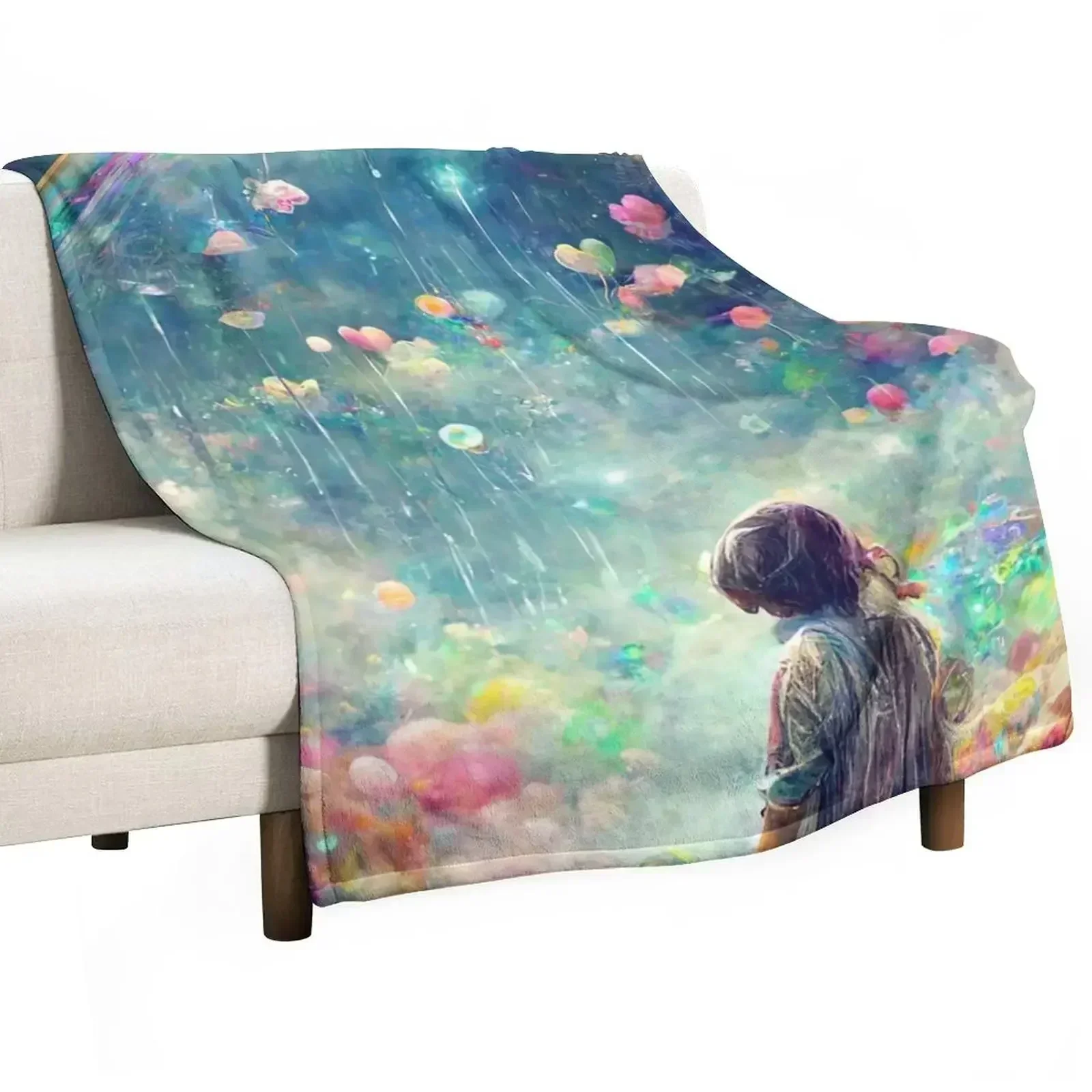 

Bubble Girl Dreamer Rainbow Abstract Art Print Throw Blanket Softest Thins Blankets