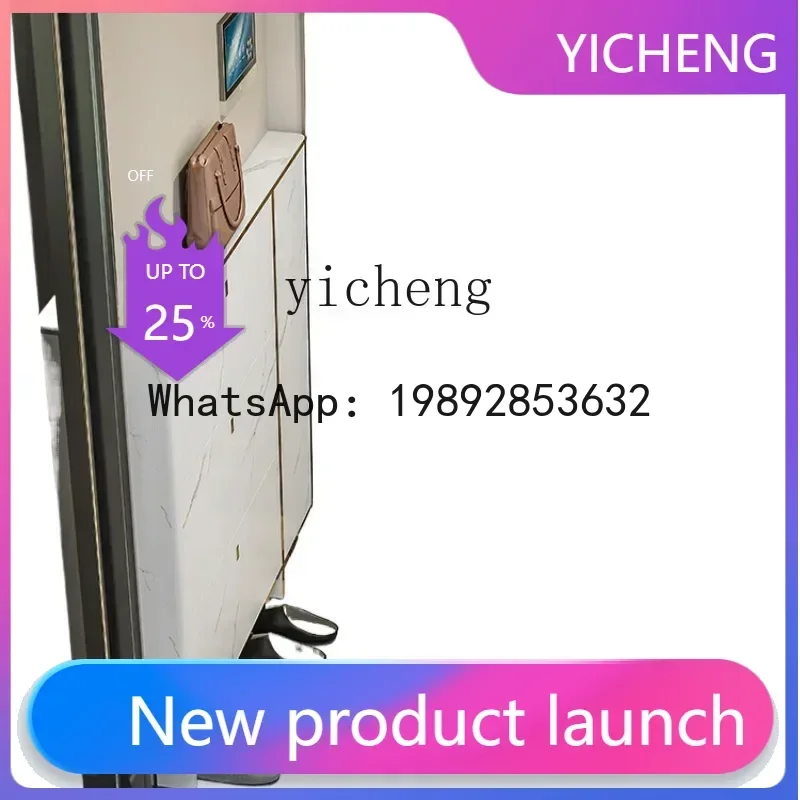 

LYY ultra-thin shoe cabinet 10cm household door extremely narrow 13 entry solid wood 12cm rock slab tipping bucket