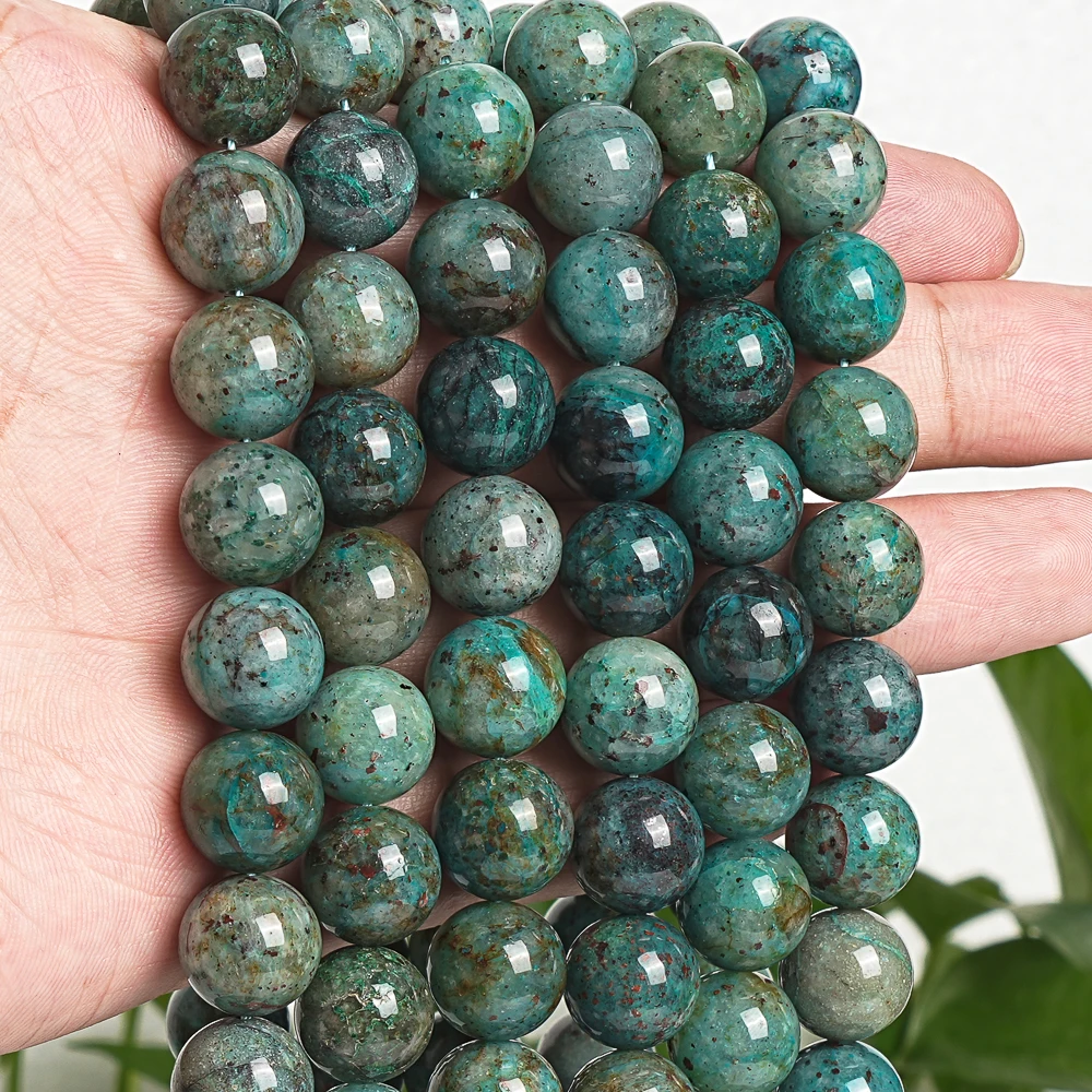 12MM Natural Chrysocolla Bead Strands Green Loose Spacer Beads For Jewelry Making DIY Handmade Bracelets 15''Strand