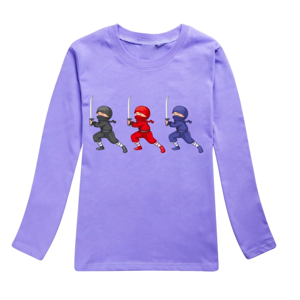 Jogo Ninja KIDZ Impresso Camiseta de Algodão, Manga Comprida Tees, Desenhos Animados Roupas Infantis, Tops para Crianças, Moda Bebé Meninos, Outono, 2022