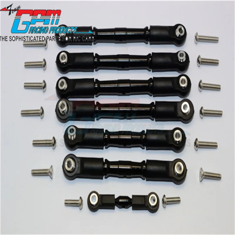 Tenditori in alluminio GPM completi con estremità a sfera in plastica-SET 7 pezzi per aggiornamento TRAXXAS 1/10 SLASH 4 x4/TELLURIDE