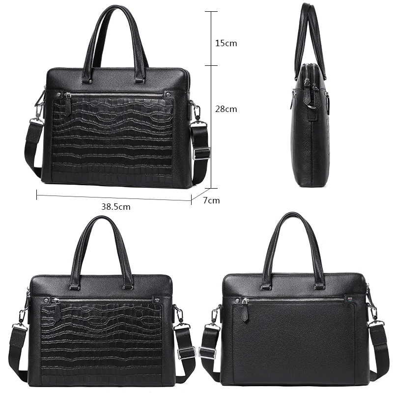 Sac à main motif Crocodile en cuir véritable pour hommes, mallette pour ordinateur portable, Double fermeture éclair, sacs à bandoulière, sacoche, nouvelle collection