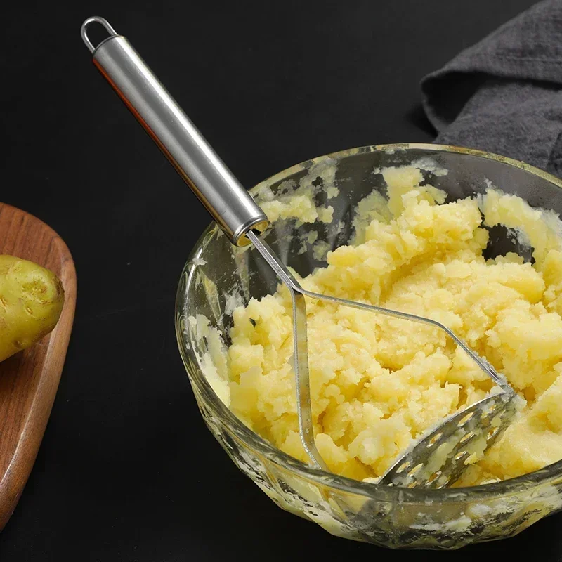 Manual Stainless Steel Potato Masher Fruit Vegetable Pressure Mud Machine Kitchen Children Food Crusher Complementary Gadget