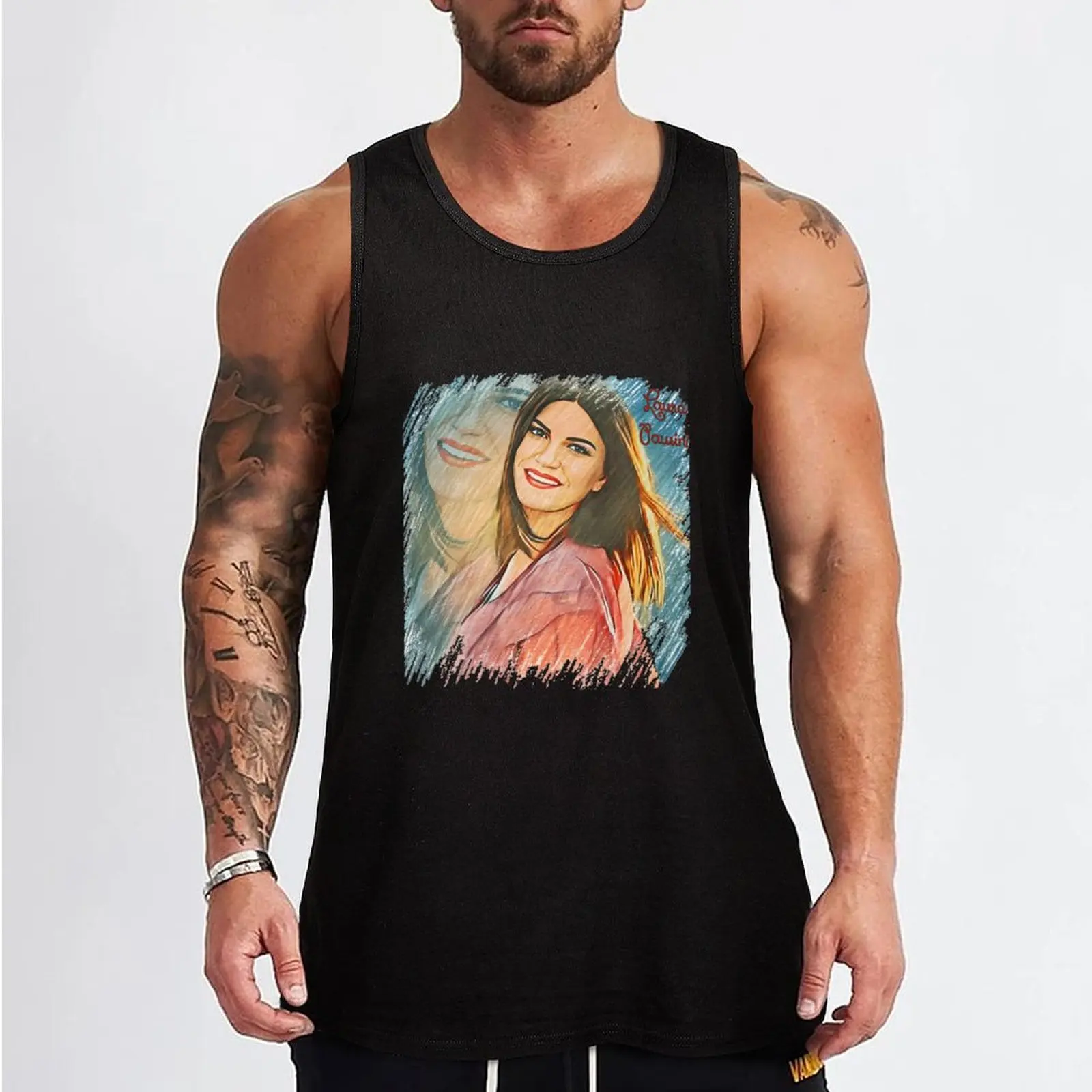 LAURA PAUSINI Tank Top t-shirt for man Sleeveless men sports vest quick-drying t-shirt