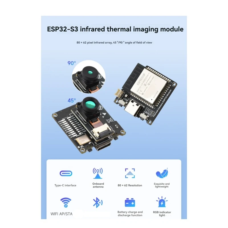 2025 جديد Esp32-S3 واي فاي وحدة التصوير الحراري بالأشعة تحت الحمراء Esp32 المسلسل واي فاي RGB مجلس التنمية 80X62 بكسل صفيف الأشعة تحت الحمراء