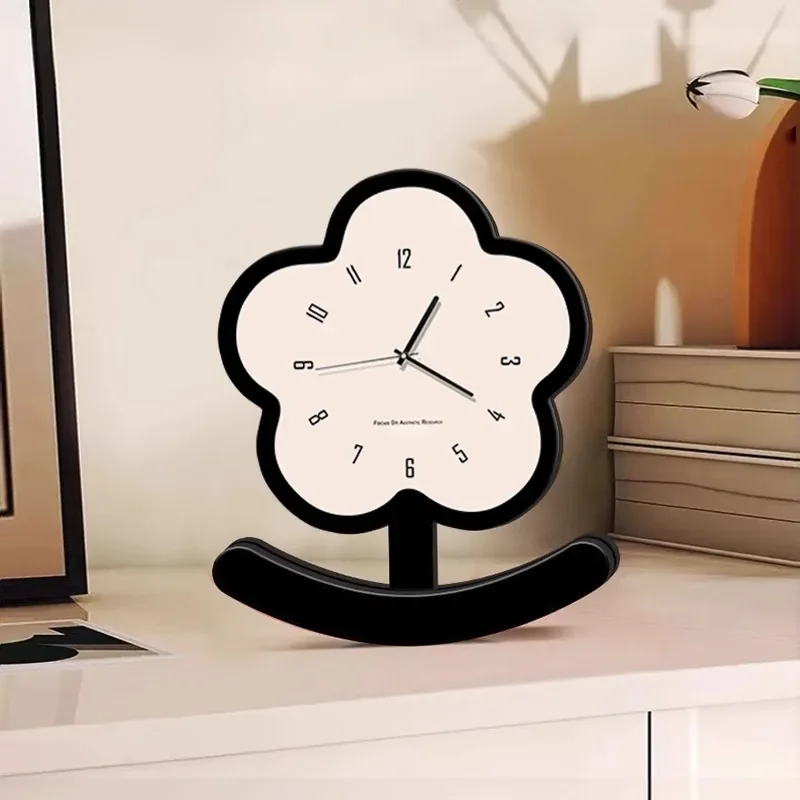 

Time pendulum desktop living room creative silent flower bedroom bedside table ornament clock