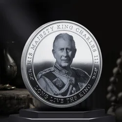 The King Of England Charles III Silver Plated Commemorative Coin Set In Holder Uk Royal Challenge Keychain Souvenir Gift