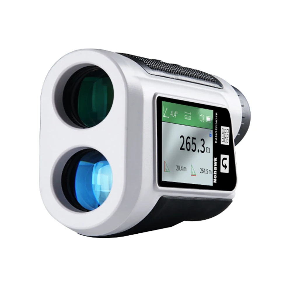 Sport Golf Rangefinder Hunting Range Finder Rechargeable Press Screen Distance Measuring with Flag-Lock 600M-White