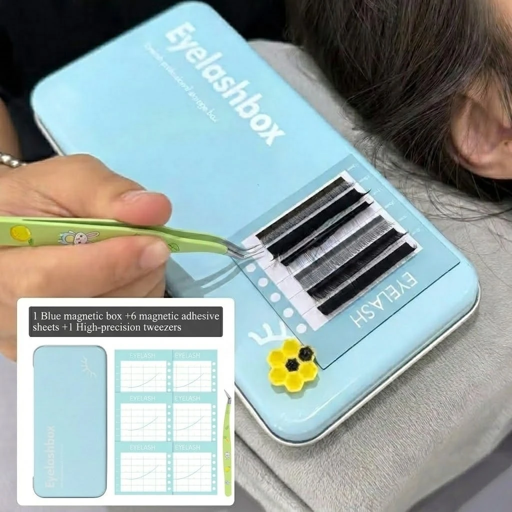 Women Magnetic Eyelash Extension Storage Box, Professional Lash Organizer Case with Magnetic Display Palette Tray,  Makeup Tool