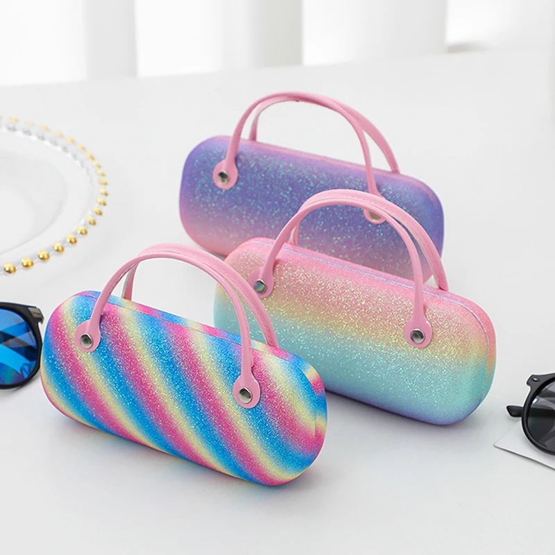 Estuche colorido para gafas de sol con láser arcoíris: una solución de almacenamiento de gafas creativa y portátil para bolsos y bolsillos para niños