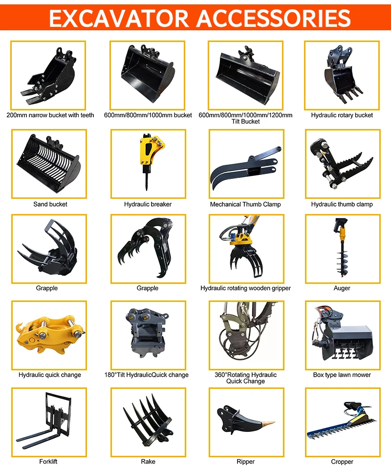 2,0-Tonnen-Minibagger, kompakter Raupenbagger, EPA Euro 5 Dieselmotor, Gummiketten, optionale Kabine für Bauernhof und Garten – Detail 6