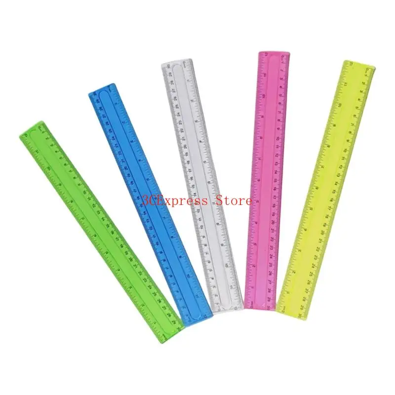 4pcs 12 인치 클리어 통치자 직선 통치자 인치 및 센티미터 이중 스케일 통치자