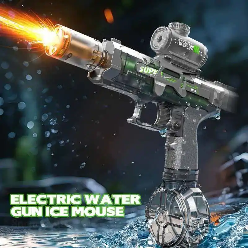 New High-Speed Electric Water Gun with Light And Flame Effect Powerful Outdoor Beach And Swimming Pool Shooting Game Toy view 6