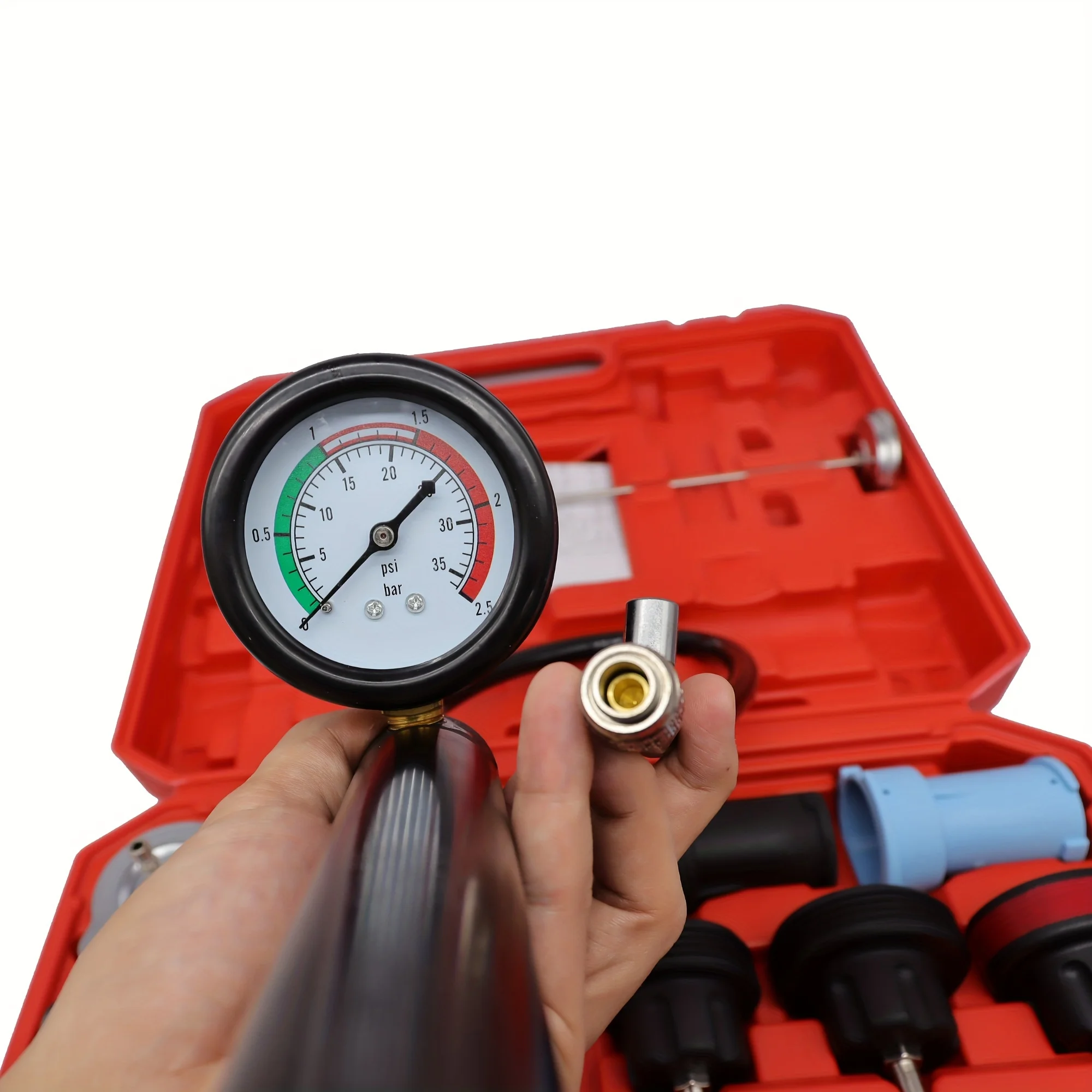 Immagine 5: Kit tester pressione liquido di raffreddamento da 18 pezzi recentemente aggiornato; Tester di pressione per radiatore; Kit tester pressione sistema di raffreddamento