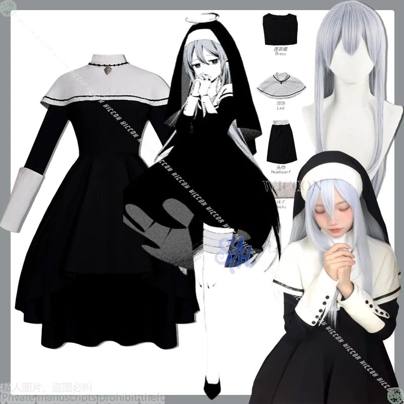 

Project Sekai Аниме Игра Yoisaki Kanade Косплей Idol Nightcord At 25:00 Черный Длинный Винтаж Готическая Лолита Хэллоуин Костюм монахини