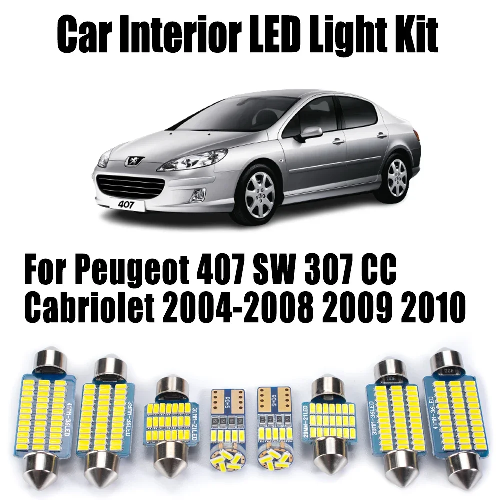 

Для Peugeot 407 SW 307 CC Cabriolet 2004-2009 2010 лампы для чтения светодиодные внутренние купольные светильники в багажник комплект автомобильных аксессуаров без ошибок