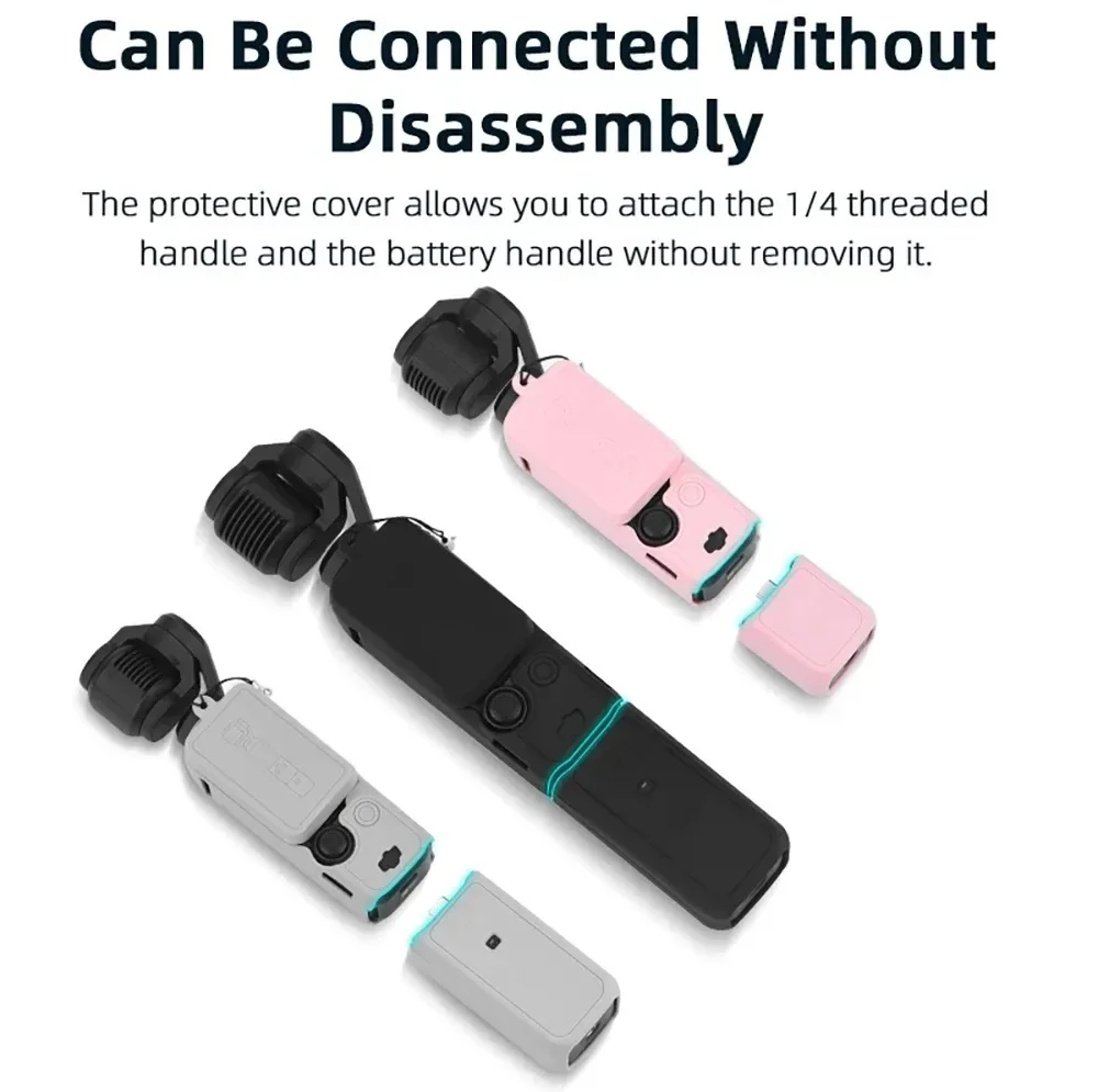 BRDRC Silicone Case Anti-bump Cover for DJI Osmo Pocket 3 Gimbal Camera Anti-Scratch Handle Soft Protective Case Lens Cap