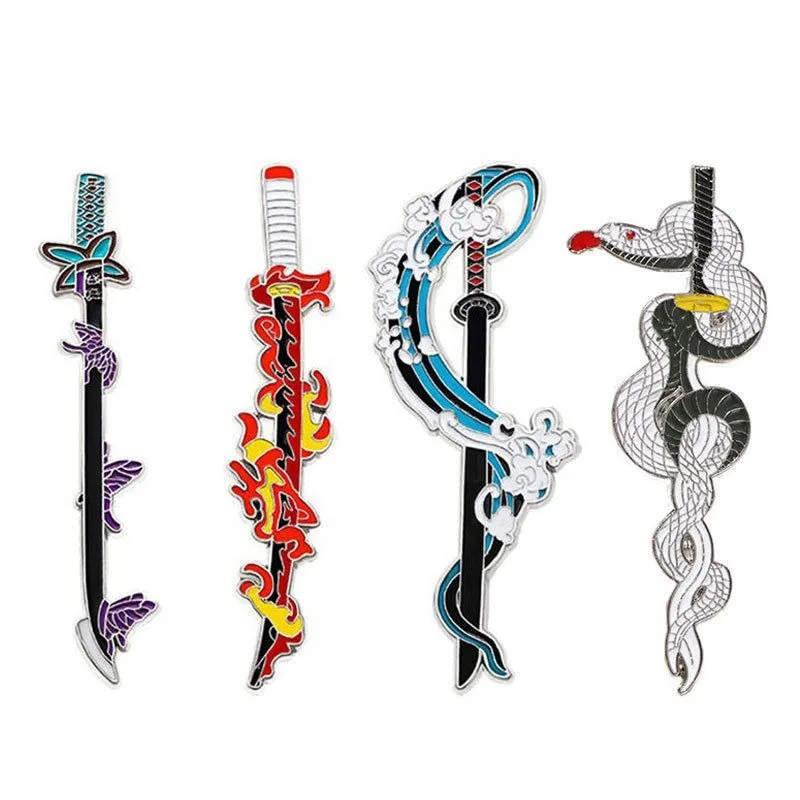 Anime Demon Slaye Wind Column Snake Column Weapon Brooch Fashion Versatile Student Award Medal Bag Clothing Accessories