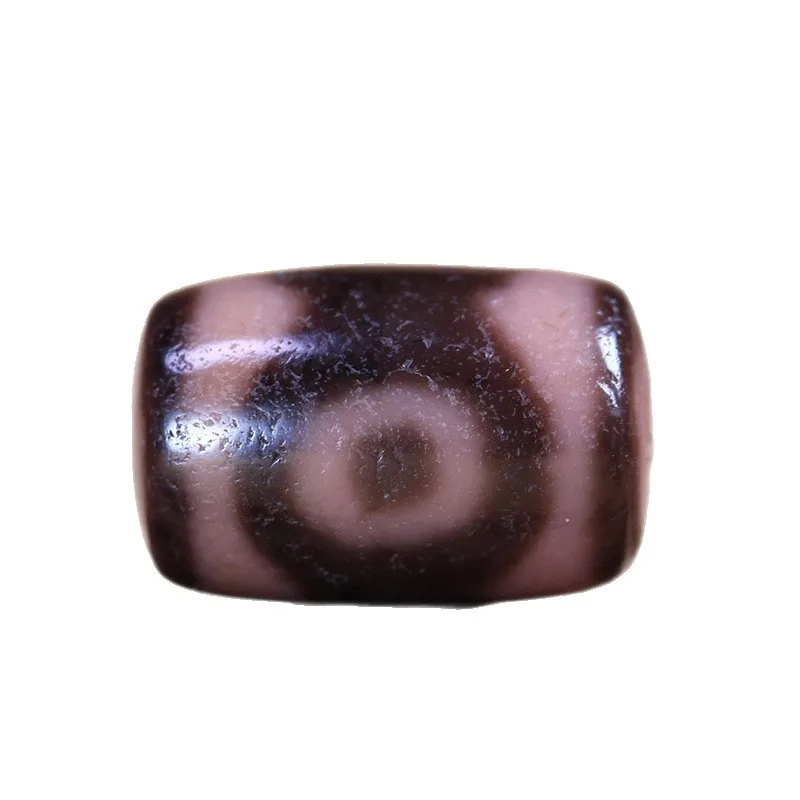 5A Grade Tibetan Natural Genuine Old Mine Agate Snow Jade Lotus Three-Eyed Dzi Bead Bracelet Necklace, approximately 12*16mm