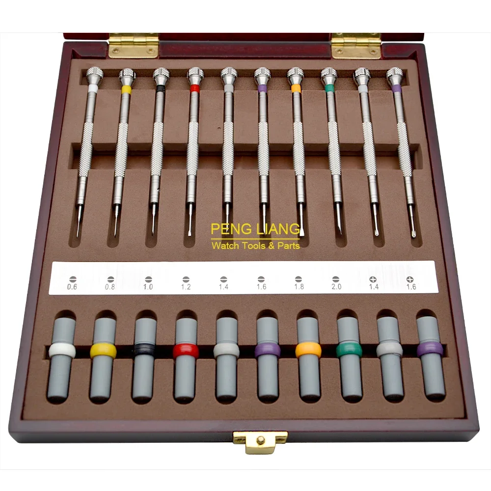 Herramientas de relojero, kit de destornillador con caja de madera * 10 hojas más 20 piezas, herramientas de reparación de relojes, herramientas para gafas